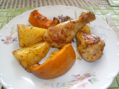 Bunte Hendlpfanne mit Kürbis und Kartoffeln Rezept